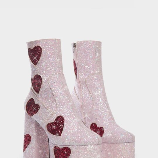 Glitter Boots with Hearts